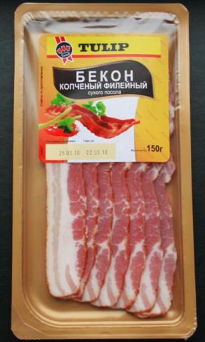 Упаковка нарезки бекона